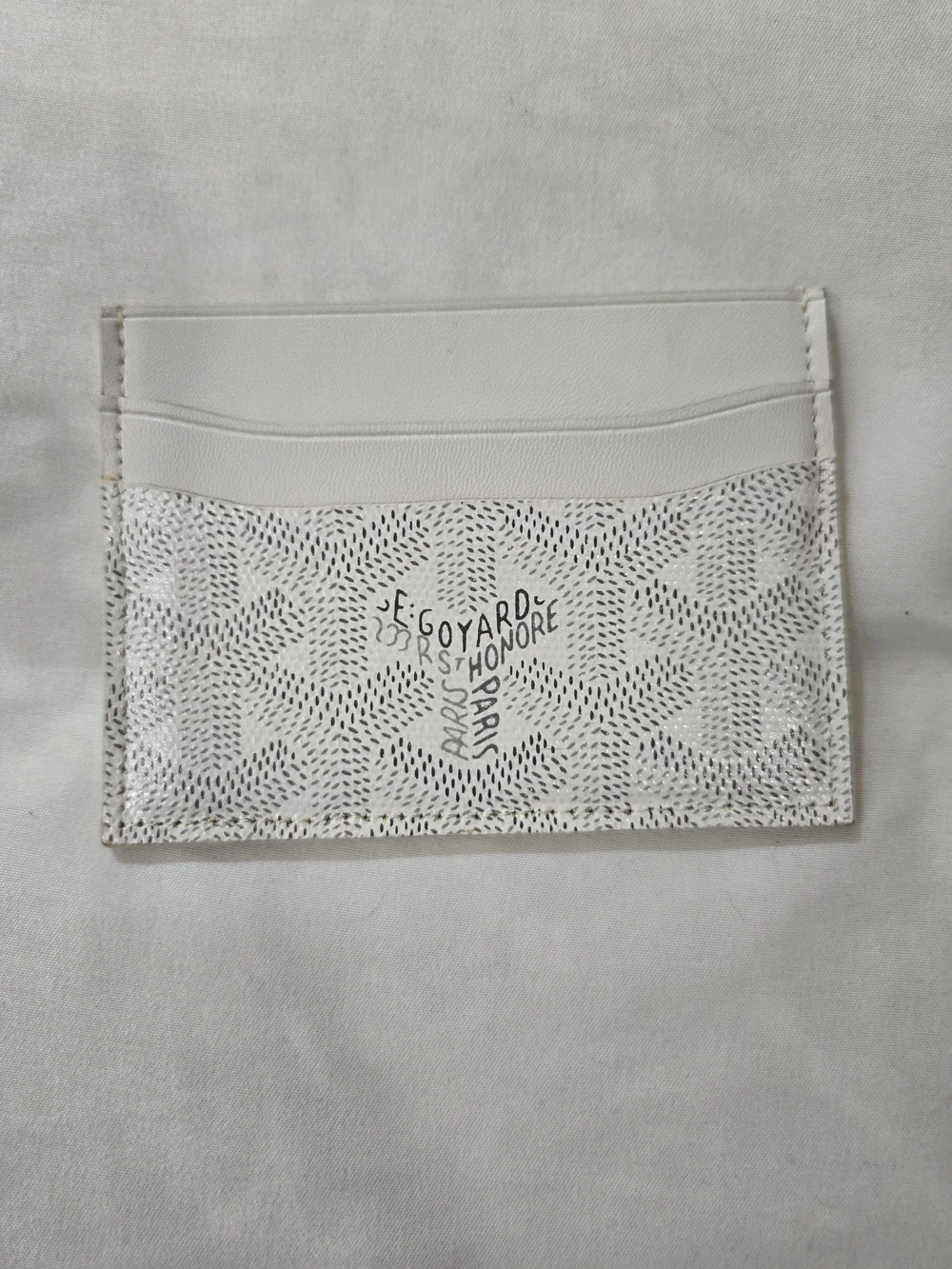 Leather White Patterned Card Holder